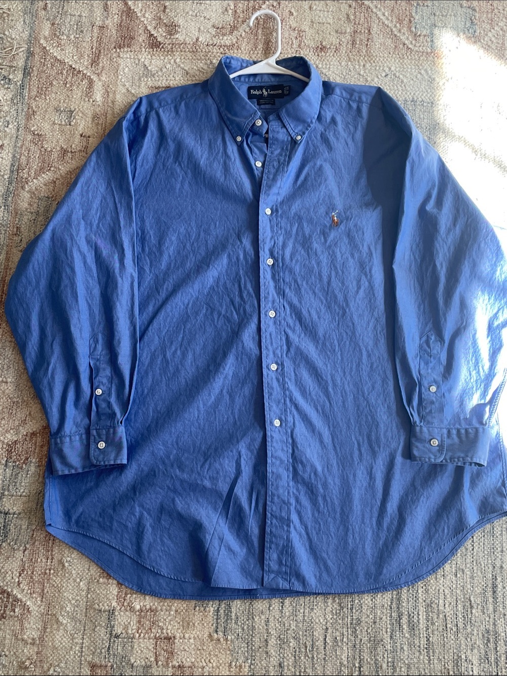 Ralph Lauren Blue Button-Down Oxford Shirt with Polo Logo